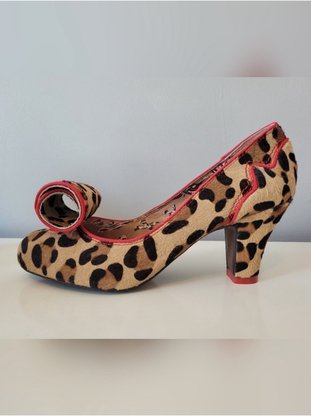 🐆 Vintage Miss L-Fire Leopard Pony Hair Bow Heels ❤️